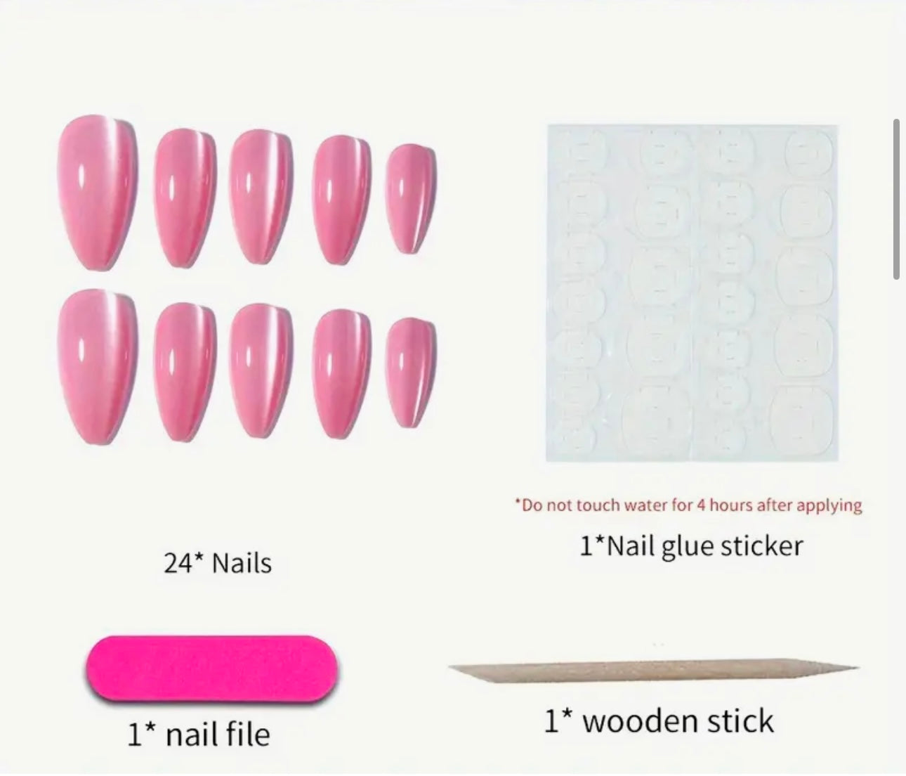 Almond shape pink cat eyes press on nails