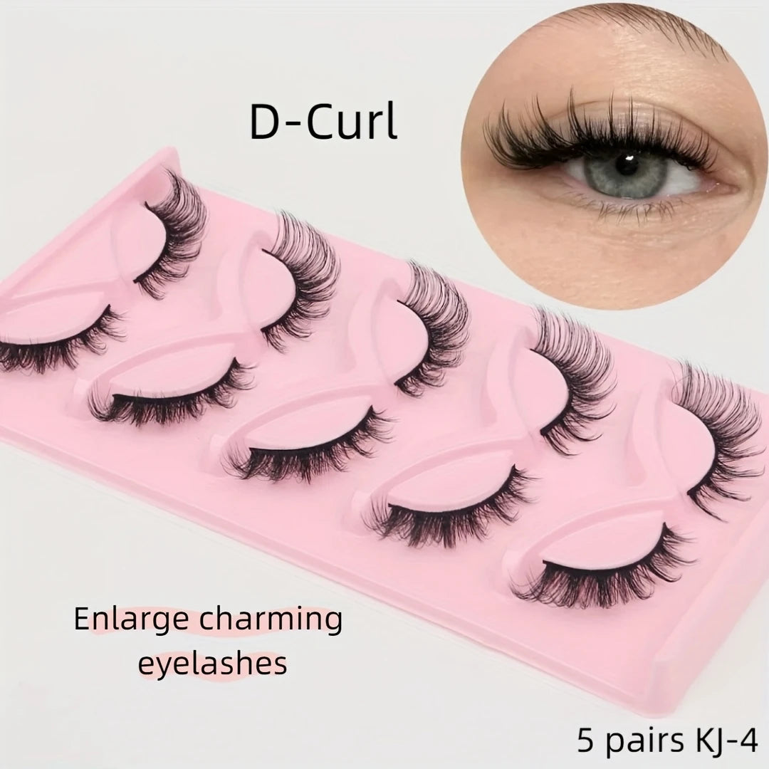 Glowie 5-Pair Cat Eye False Eyelashes