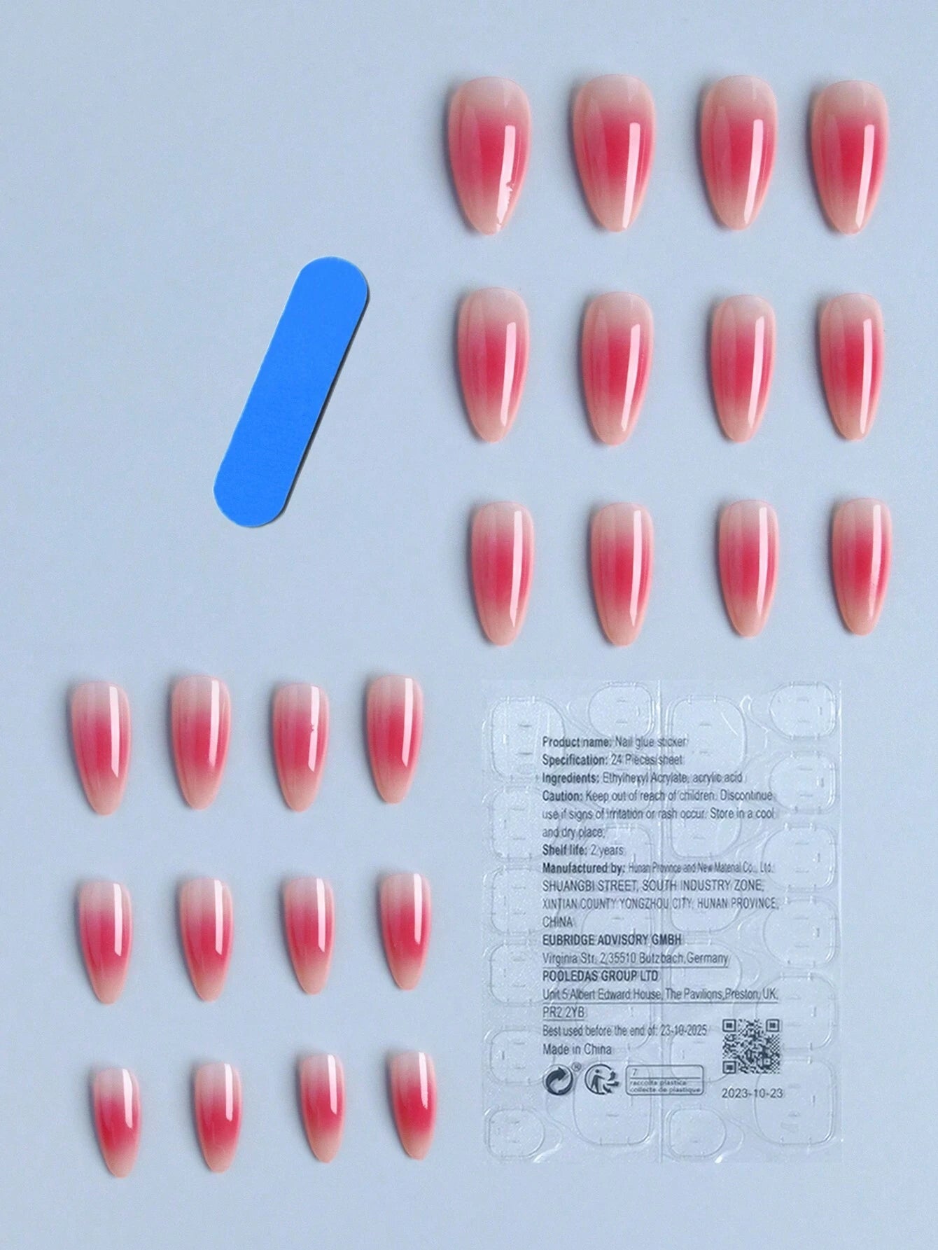 Long Almond Pink Gradation Press on Nails