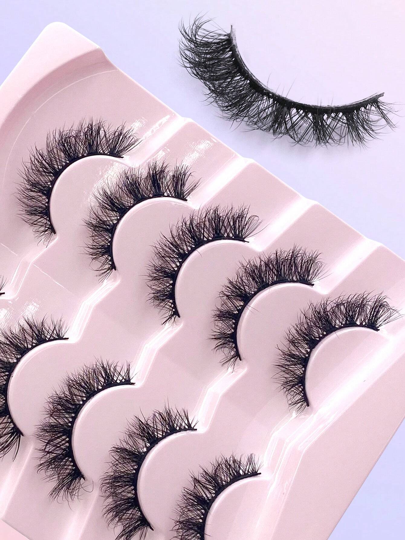 5 Pairs Fluffy Faux Mink Lashes – Wispy, Thick Volume & Curly Strip Lashes