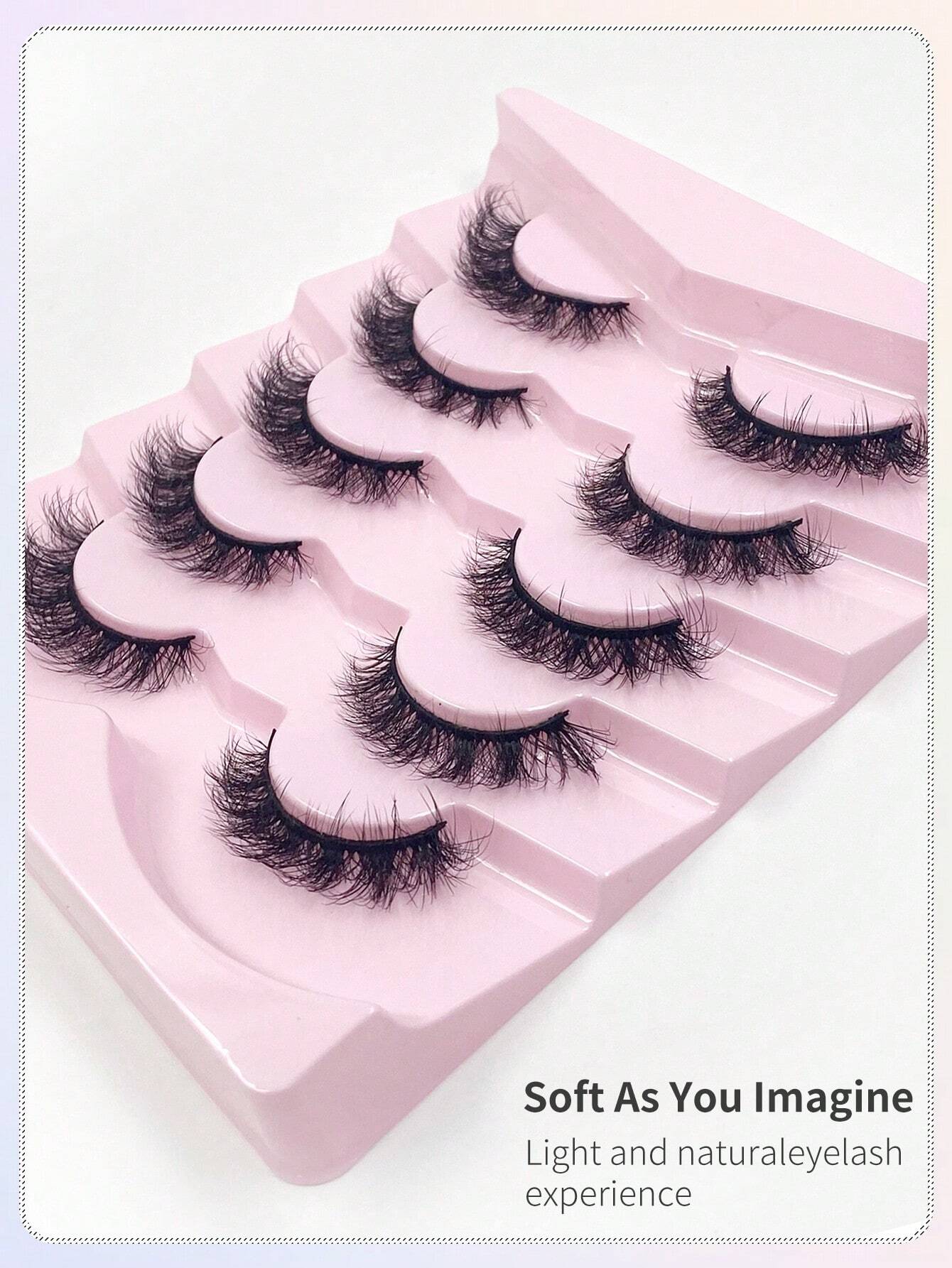 5 Pairs Fluffy Faux Mink Lashes – Wispy, Thick Volume & Curly Strip Lashes