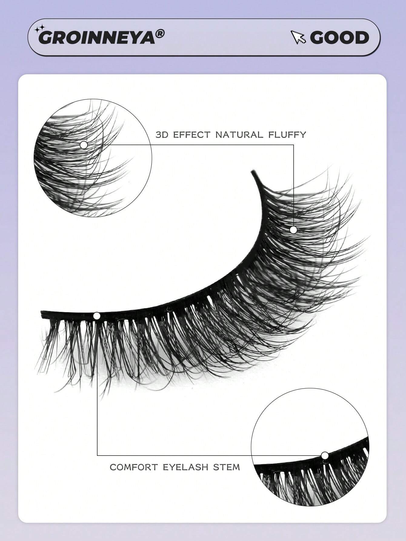 GROINNEYA 10 Pairs Faux Mink Eyelashes – Natural, Fluffy & Wispy Soft Look