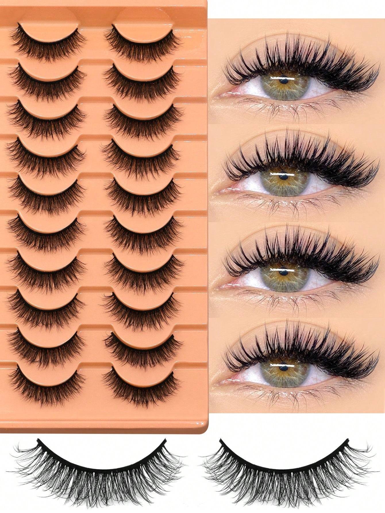GROINNEYA 10 Pairs Faux Mink Eyelashes – Natural, Fluffy & Wispy Soft Look