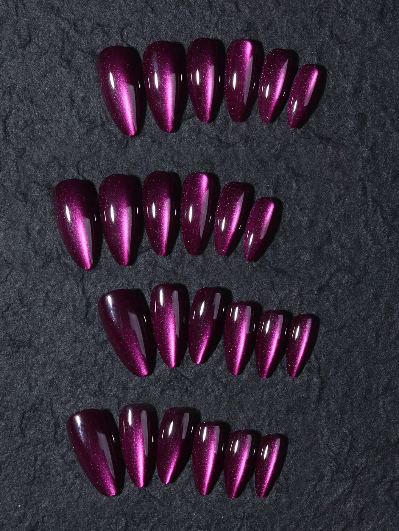 Aesthetic Purple Crystal Cat Eye Press on Nails