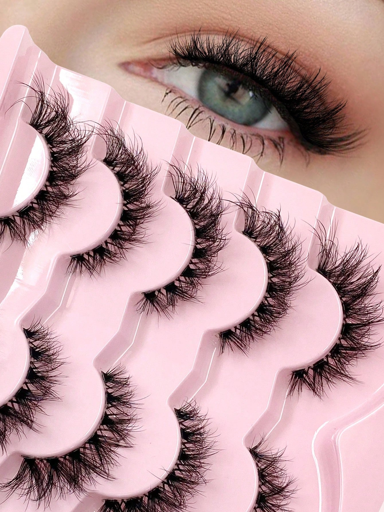 ENCHUW 5 Pairs Clear Band Faux Mink Lashes