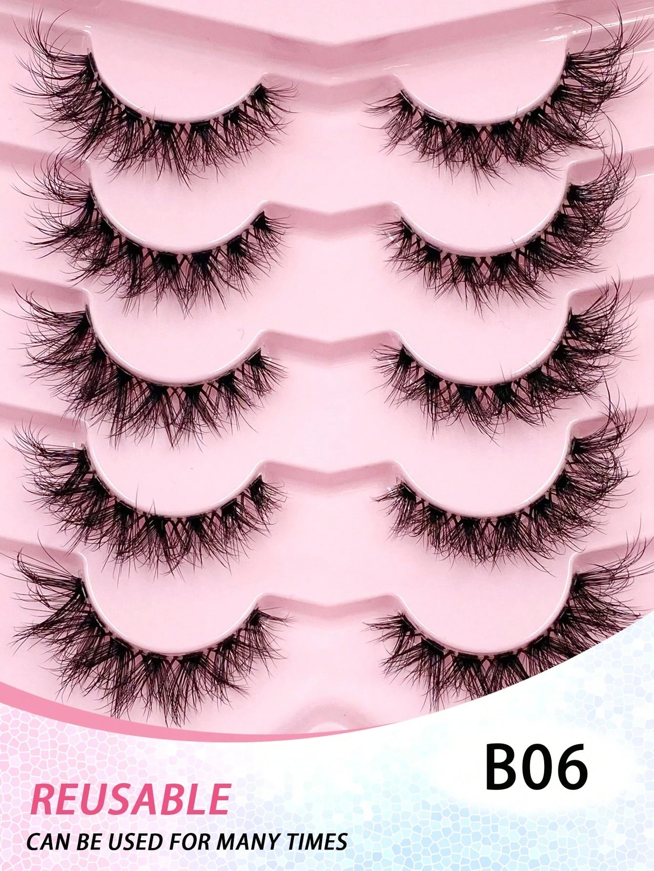 ENCHUW 5 Pairs Clear Band Faux Mink Lashes