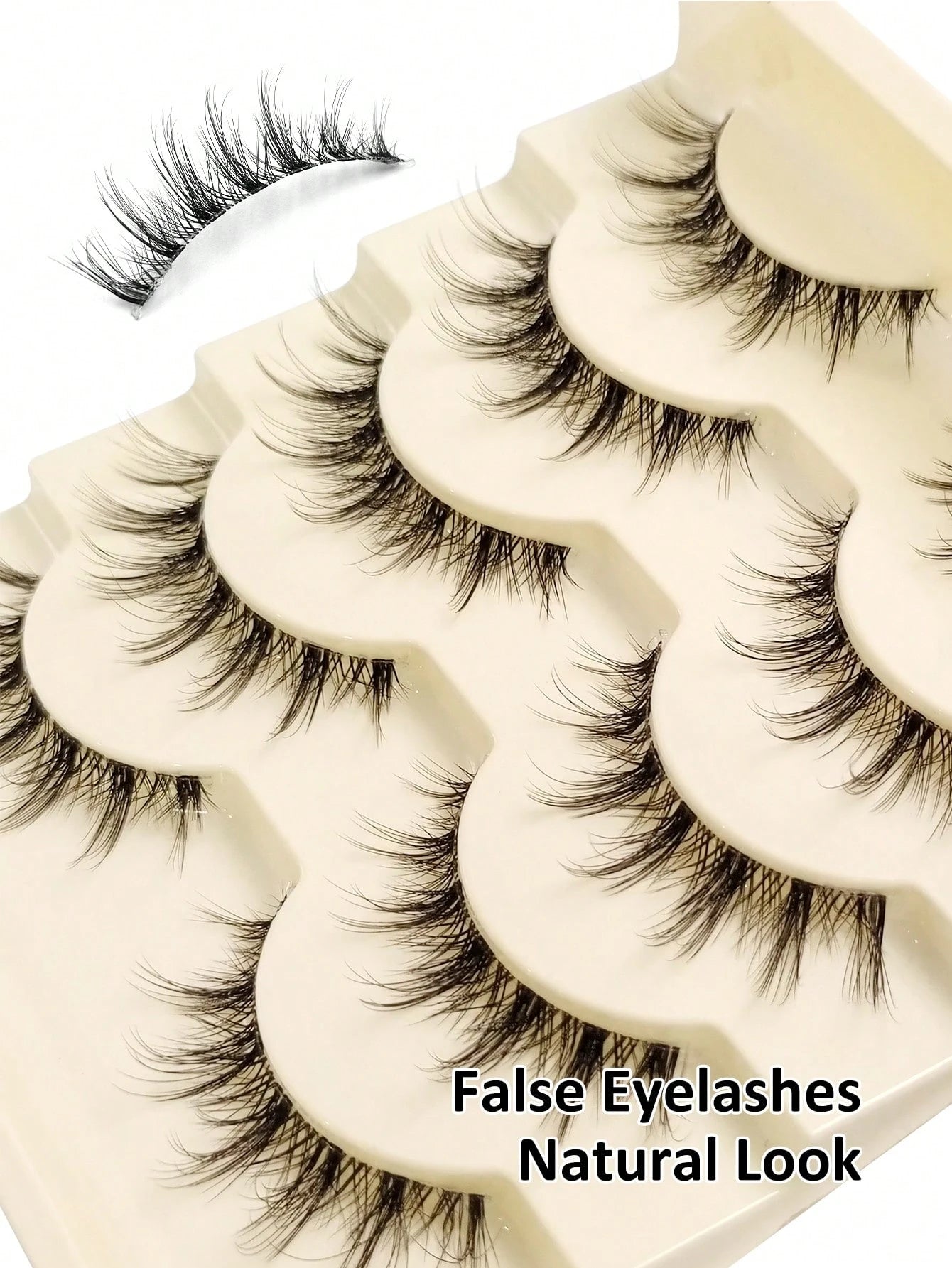 Rikuaild Doll-Style Manga False Eyelashes – 5 Pairs (Transparent Band)
