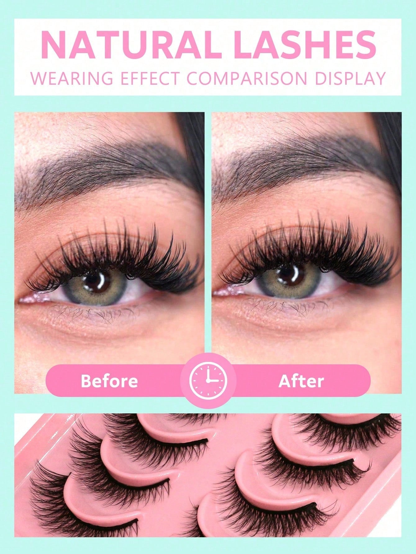 6 Pairs Cat Eye & Fox Eye False Eyelashes – Natural Faux Mink Short Lash Extensions