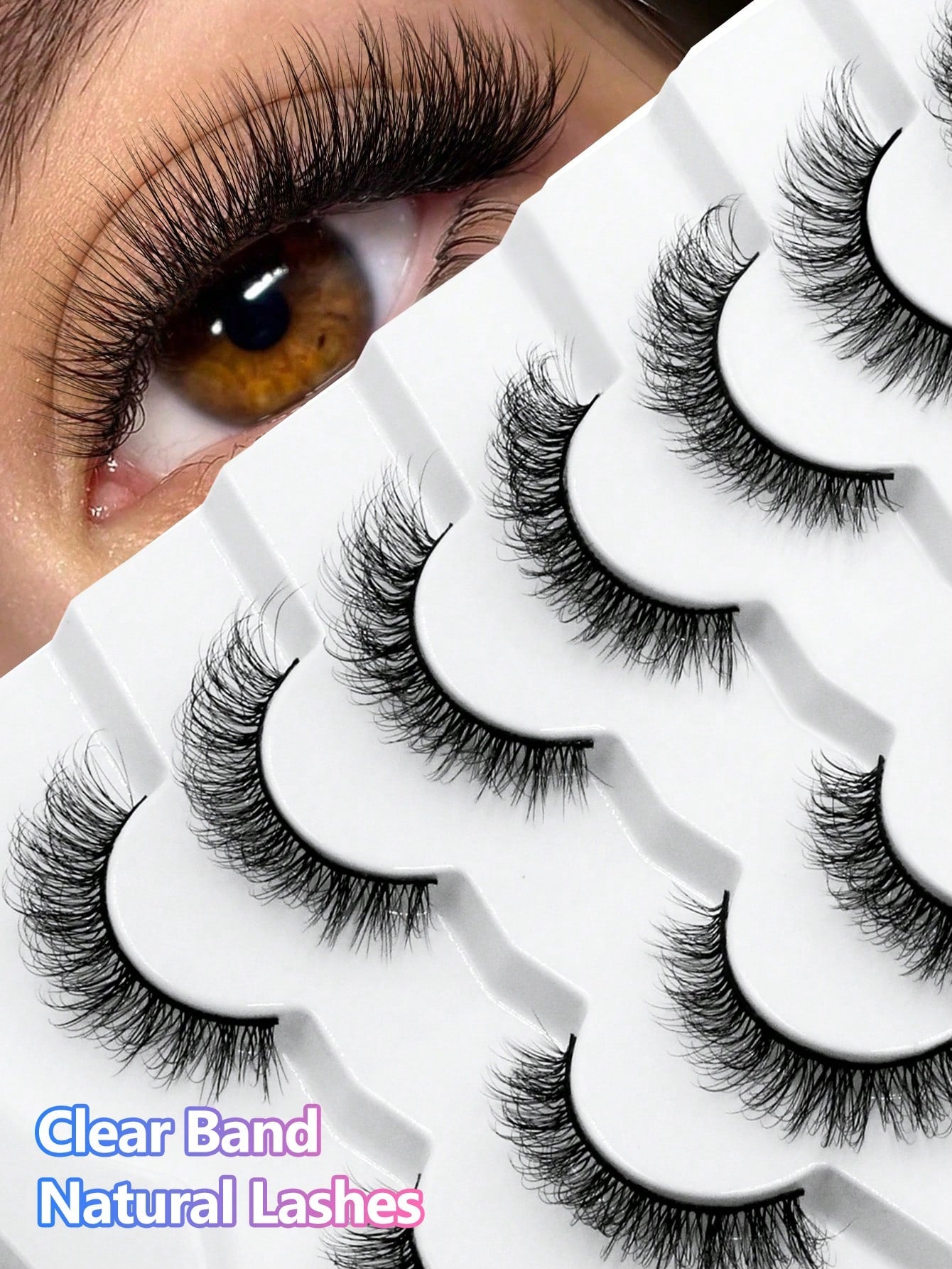 7 Pairs Natural Fluffy False Eyelashes – Thick Curling Manga Style Strip Lashes