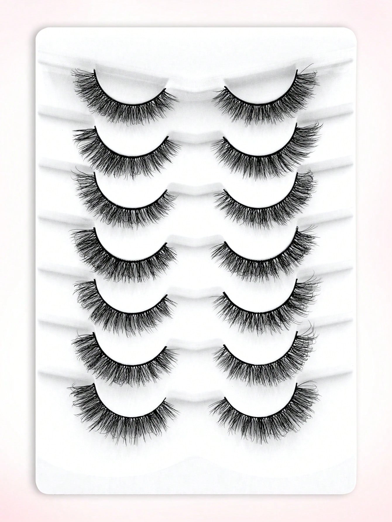 7 Pairs Natural Fluffy False Eyelashes – Thick Curling Manga Style Strip Lashes