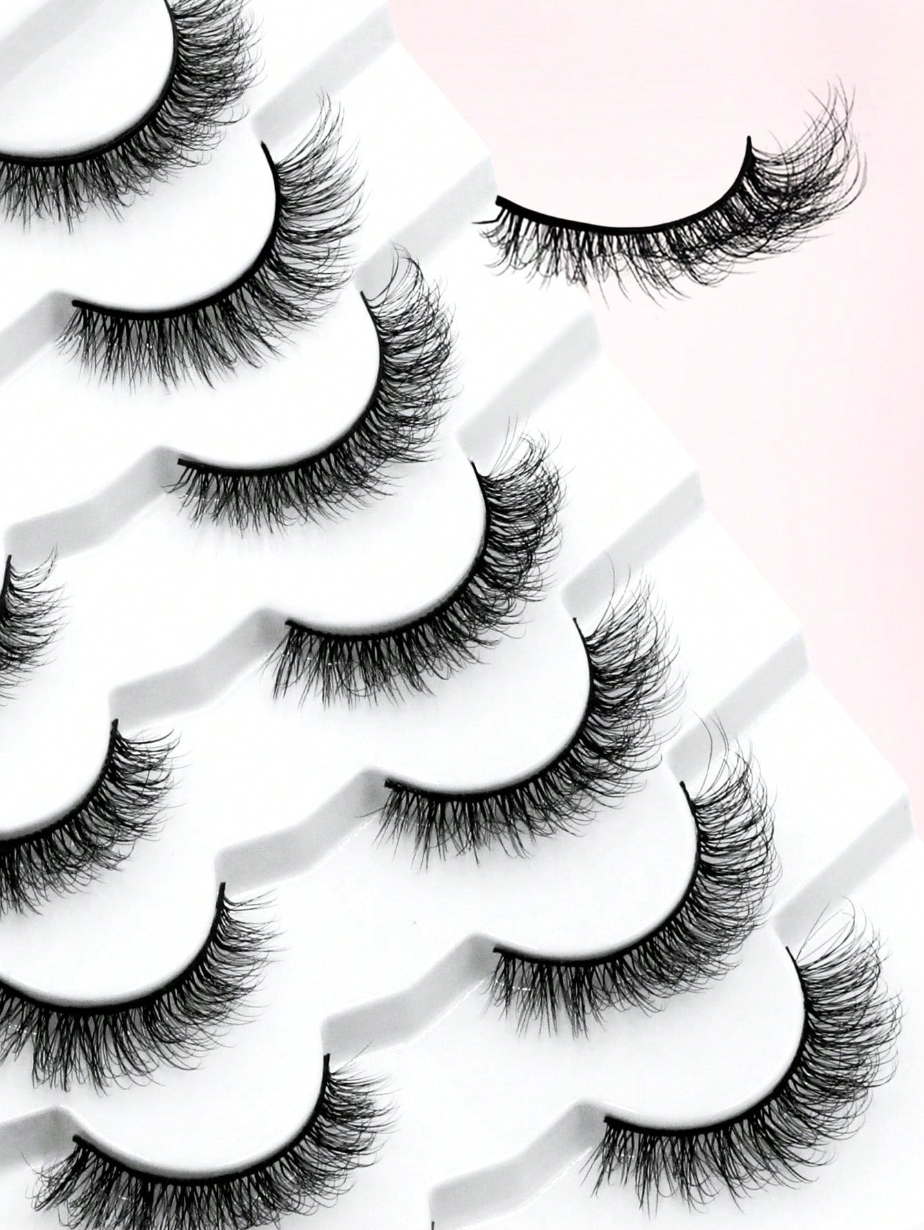 7 Pairs Natural Fluffy False Eyelashes – Thick Curling Manga Style Strip Lashes
