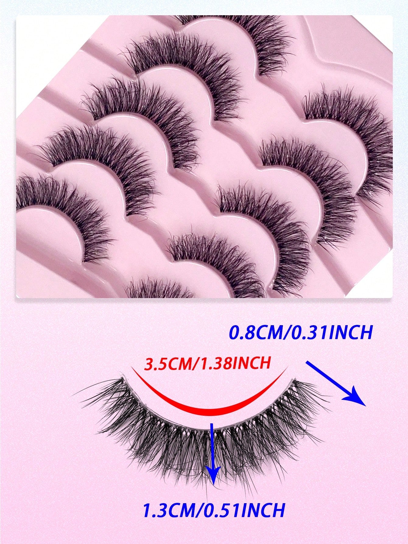 5 Pairs Natural Wispy False Eyelashes with Clear Band – Fluffy, Curly & Lightweight
