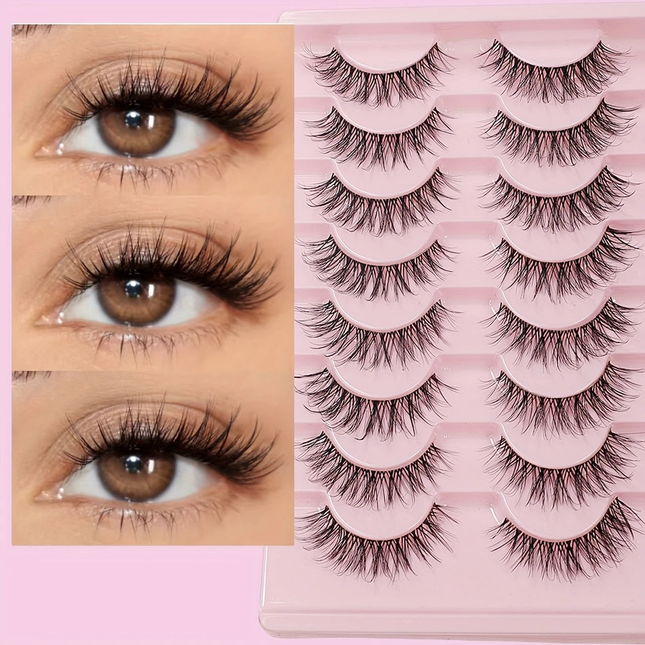 Cat Eye Lash Set – 8 Pairs of Natural C-Curl Mink Lashes
