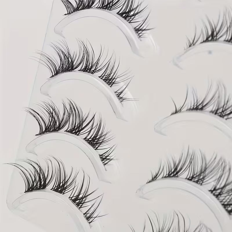 Cat Eye Chic False Eyelashes – 5 Pair Thin & Dense Reusable Lashes