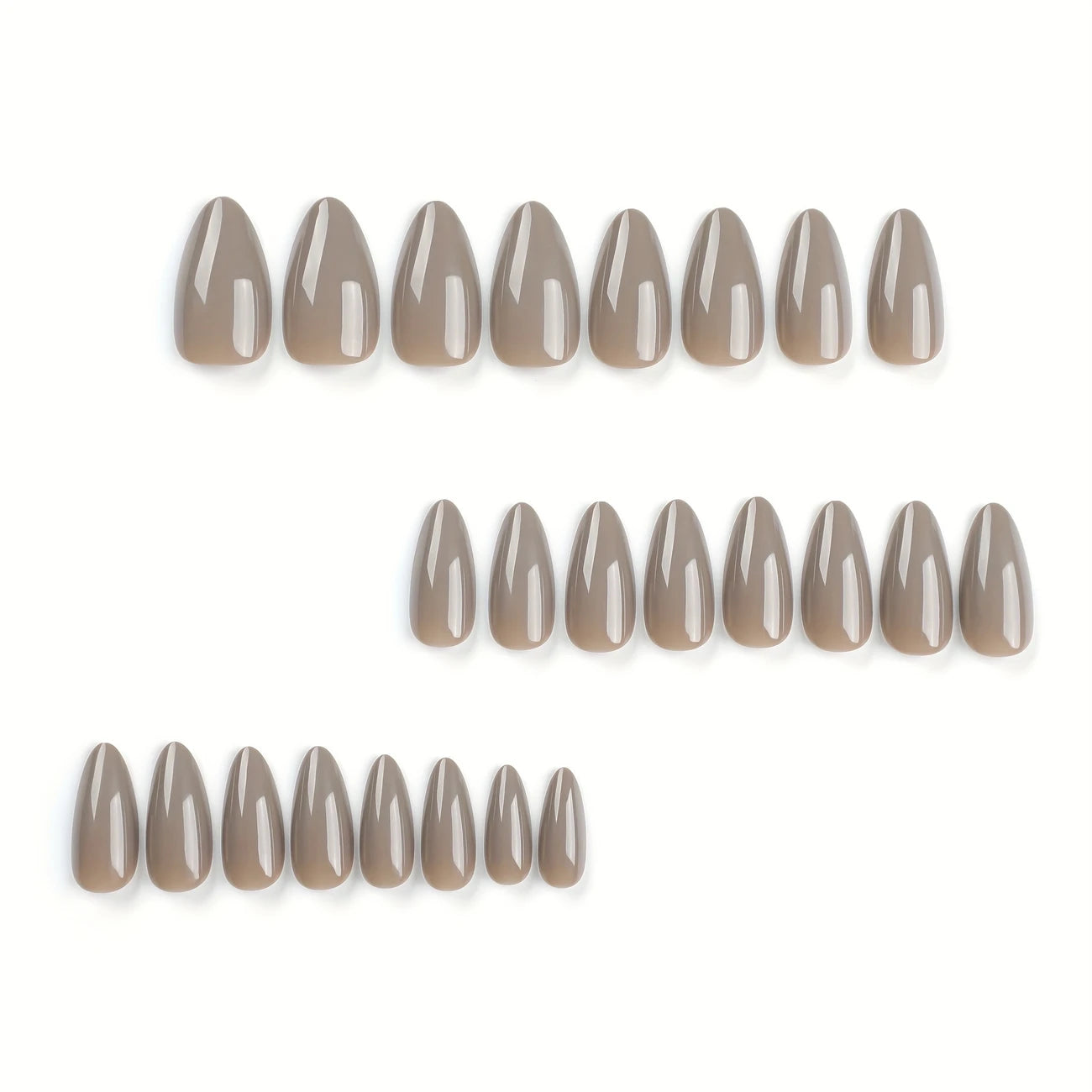 Coffee color almond shape shiny press-ons