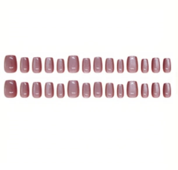 Crystal Burgundy Short Square Cat Eye Press ons