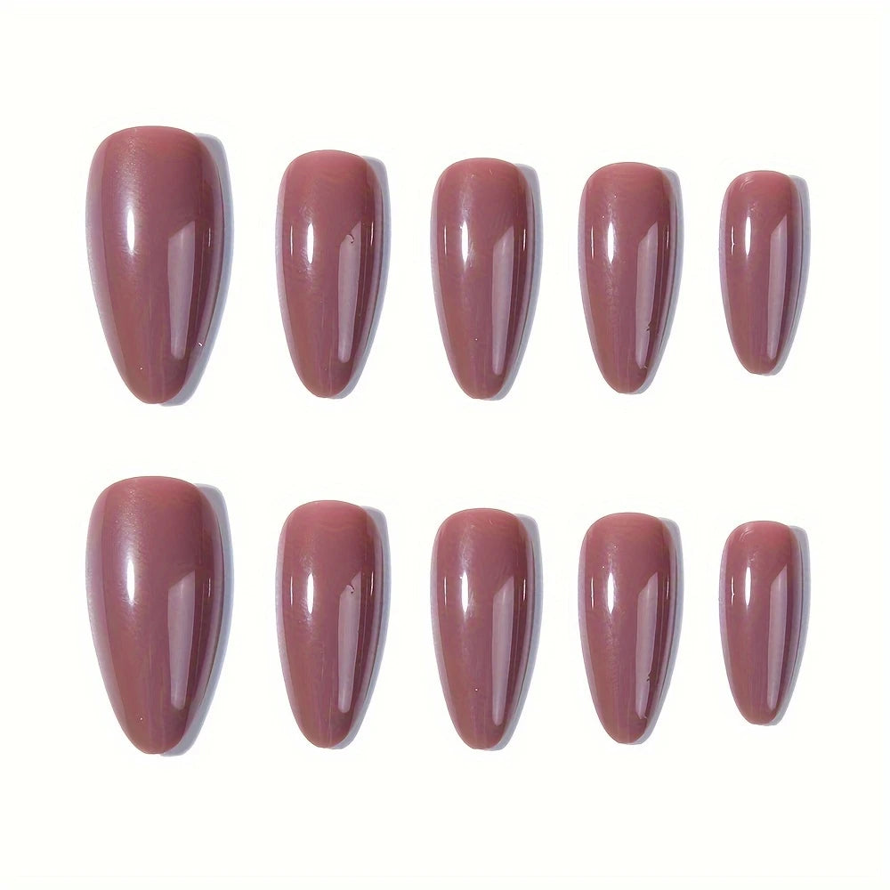 Rusty Rose Almond shape Shiny press-ons