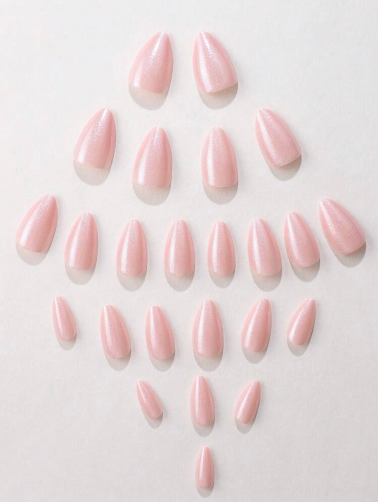 Short Almond Mirror Pink Press ons