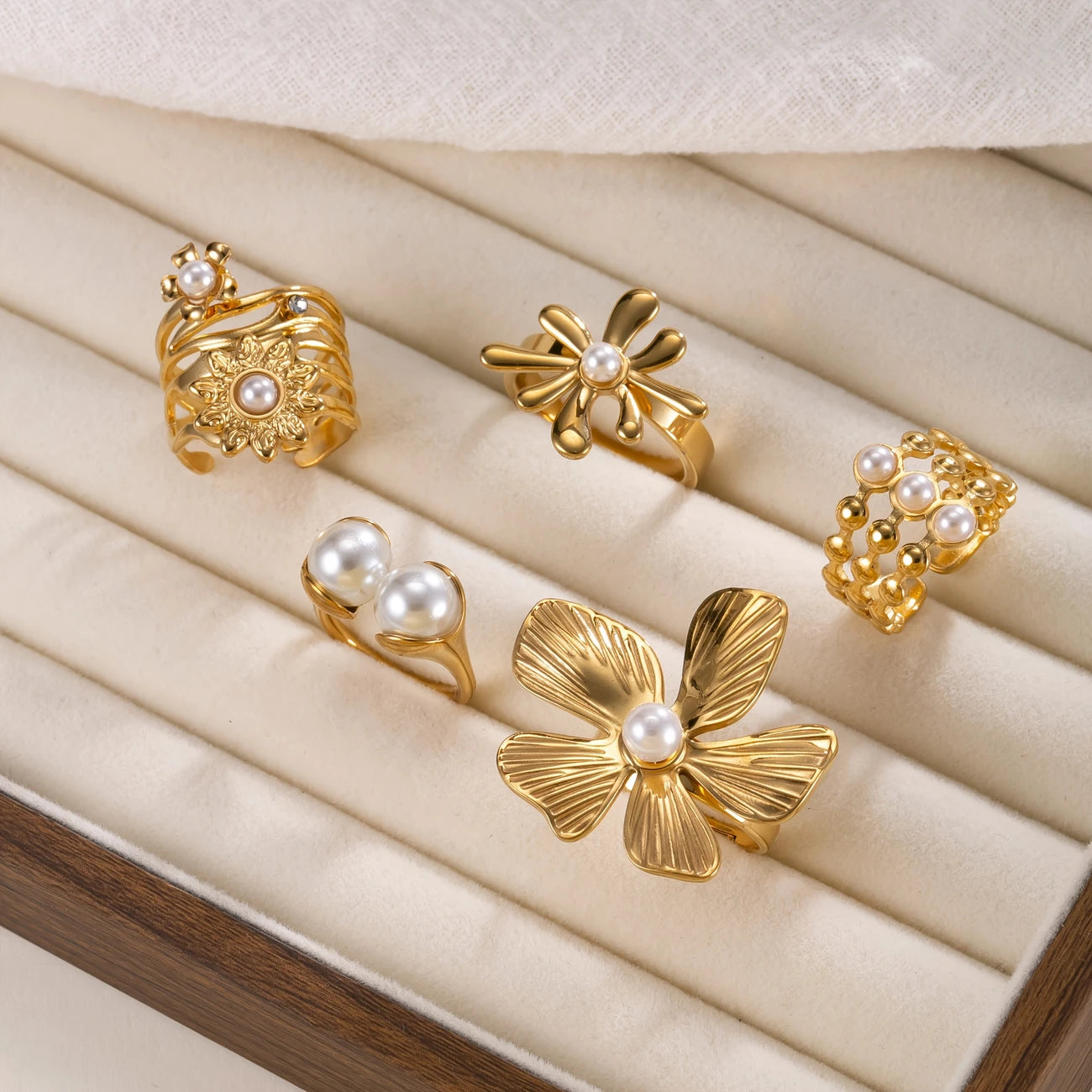 5pcs Elegant Stainless Steel Women Ring Set