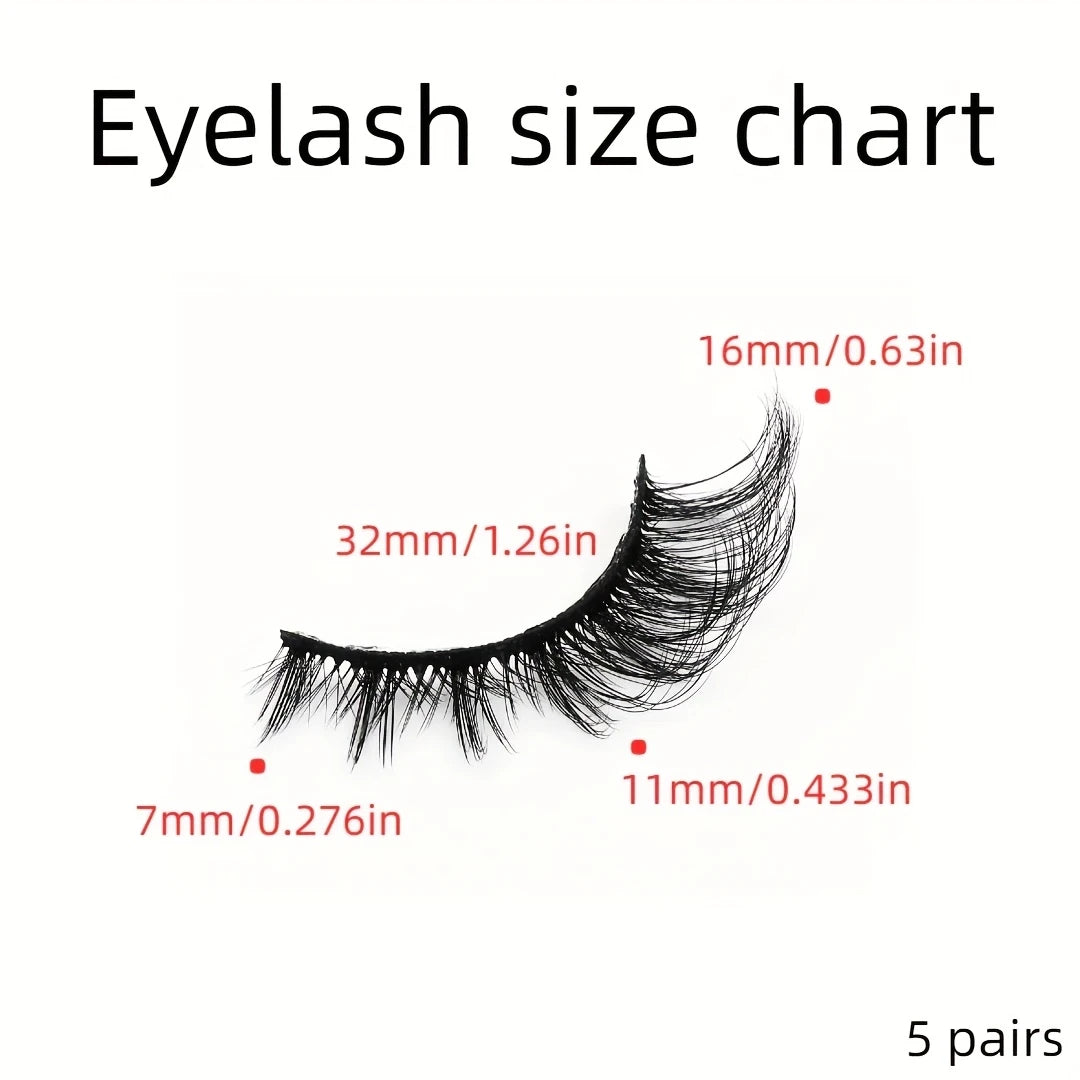 Glowie 5-Pair Cat Eye False Eyelashes