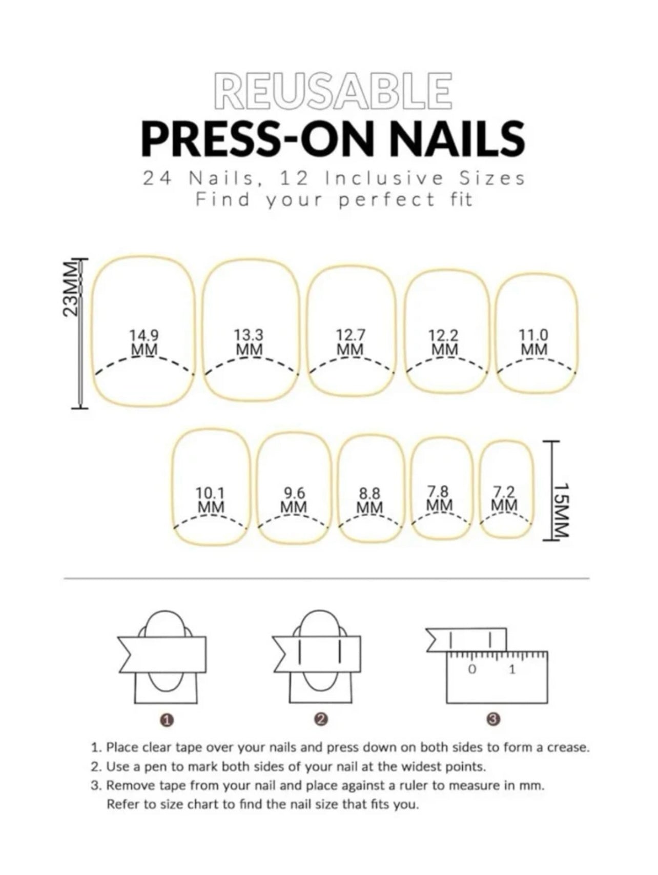 T-shaped French Pure Clear White Press on Nails