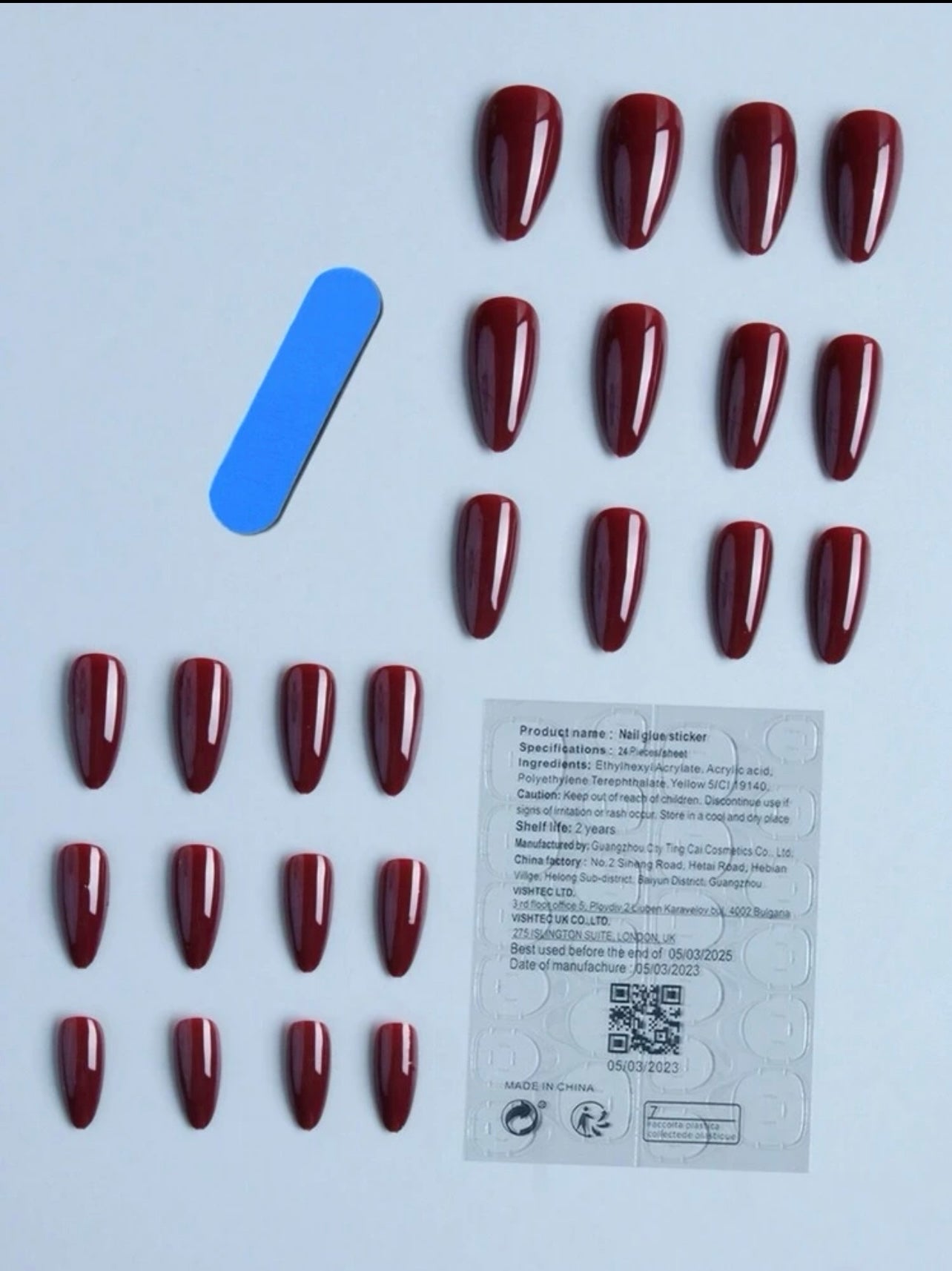Long almond Solid Deep Maroon