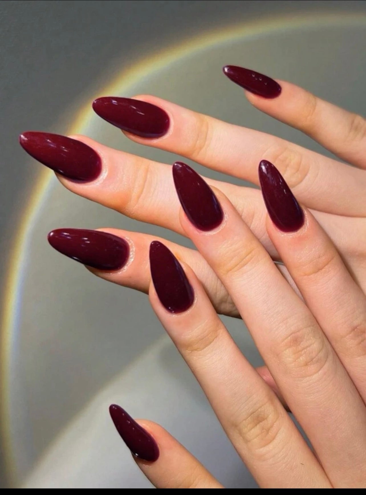 Long almond Solid Deep Maroon