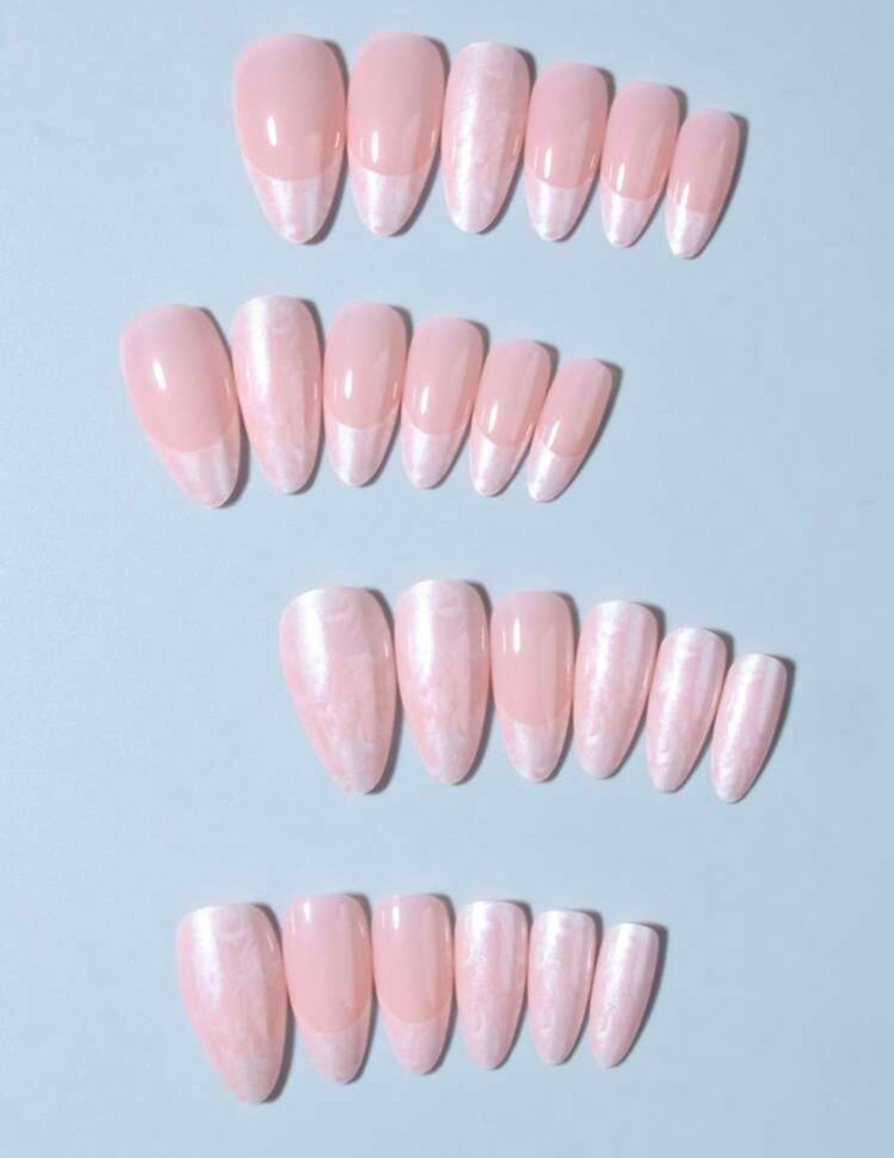 Champagne Pink Marble Style press-ons