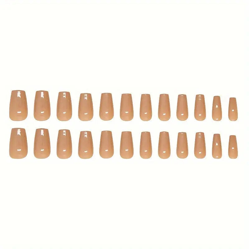 Nude Brown Solid Square Shape press ons