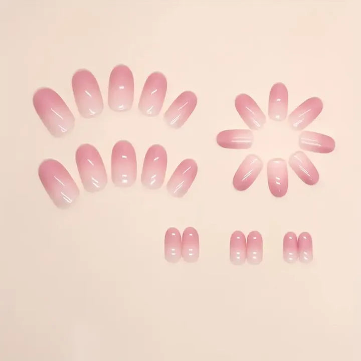 Pink Gradient Oval Press-on Nails