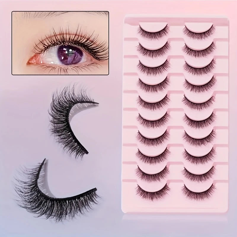 Glowie 10-Pair Natural Cross False Eyelashes