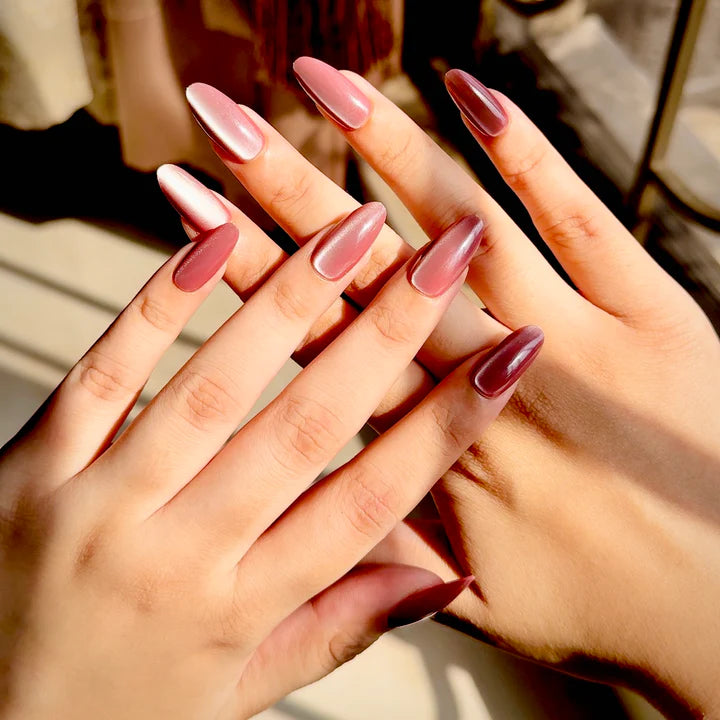 Premium Plum Cat-eye Press-on Nails