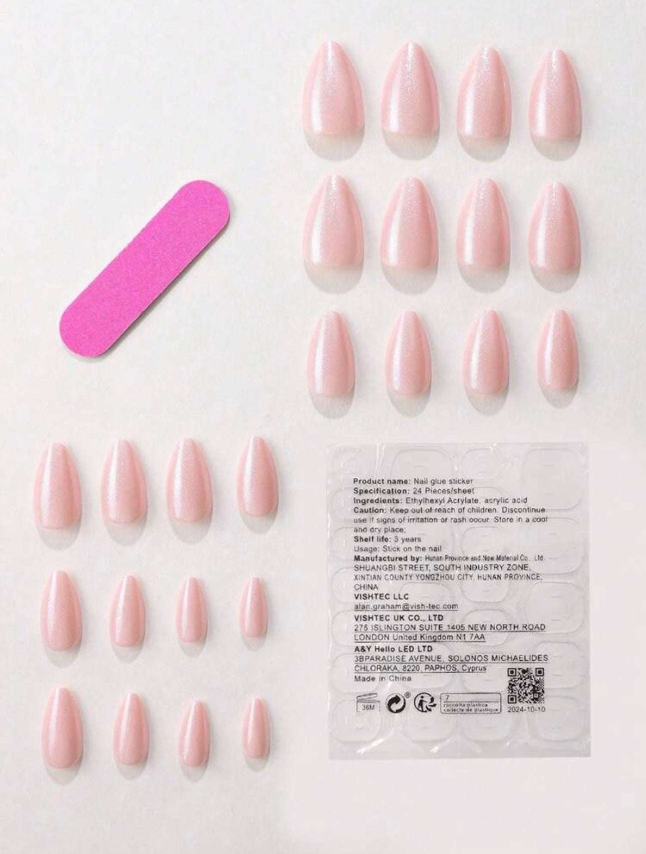 Short Almond Mirror Pink Press ons