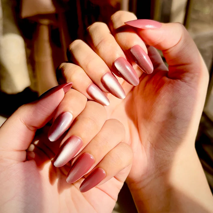 Premium Plum Cat-eye Press-on Nails