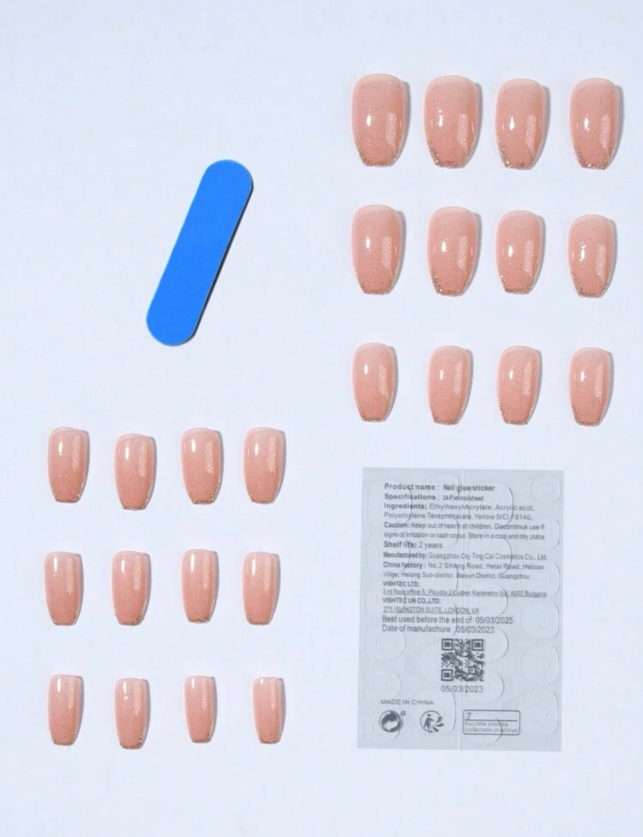 Short Coffin Glitter Press on