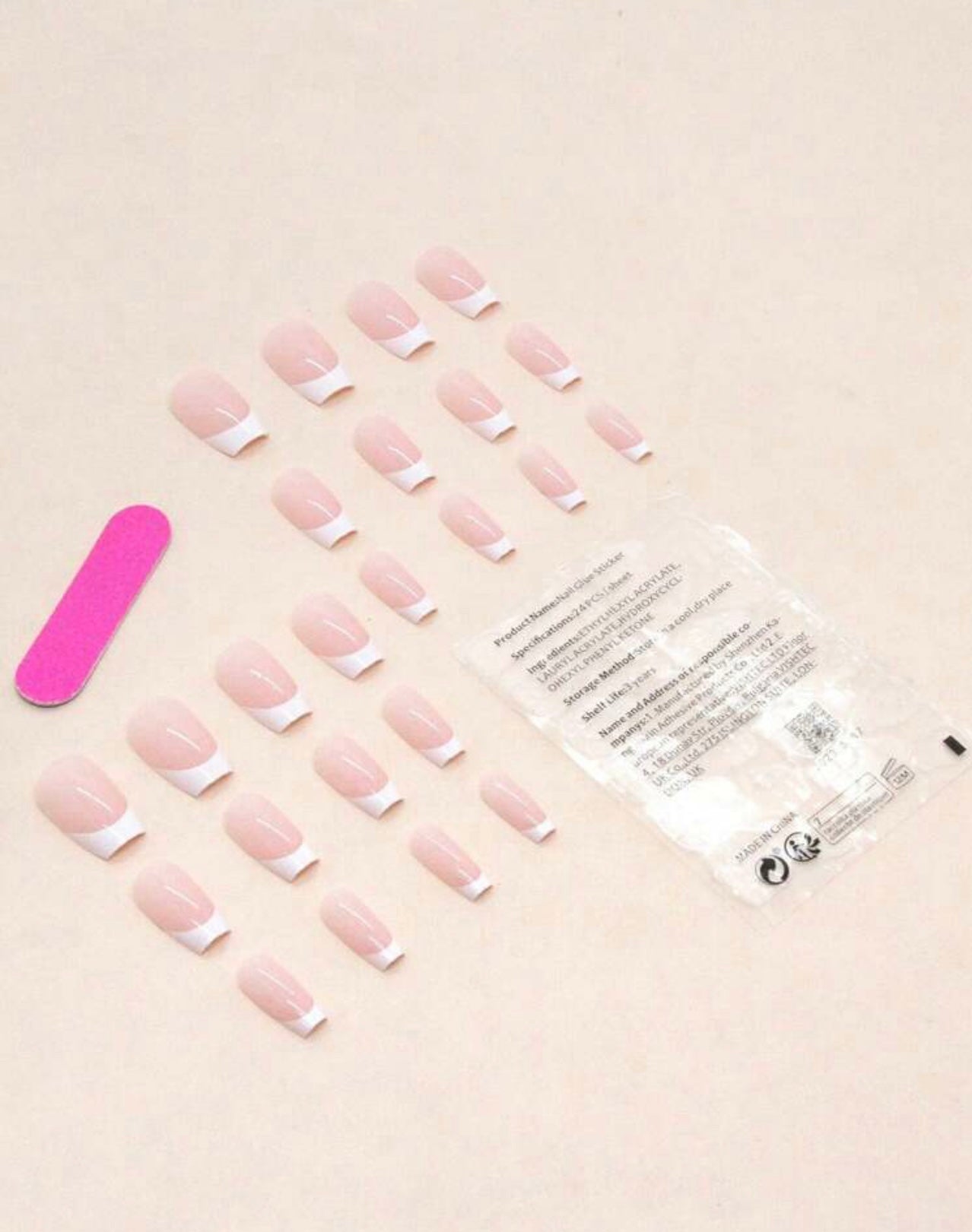 T-shaped French Pure Clear White Press on Nails