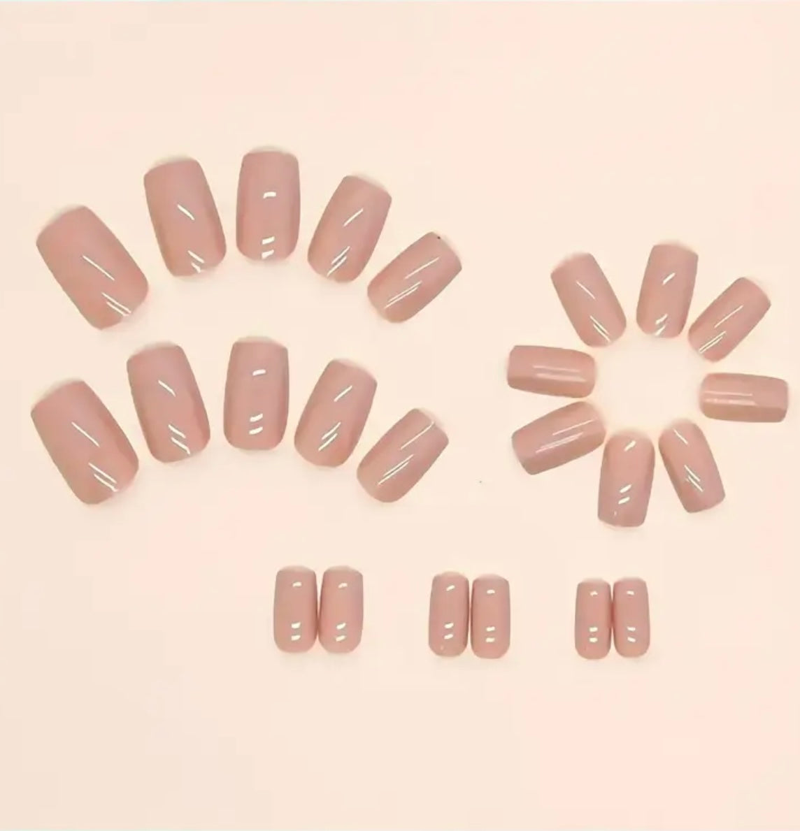 Nude Pink short square press on nails