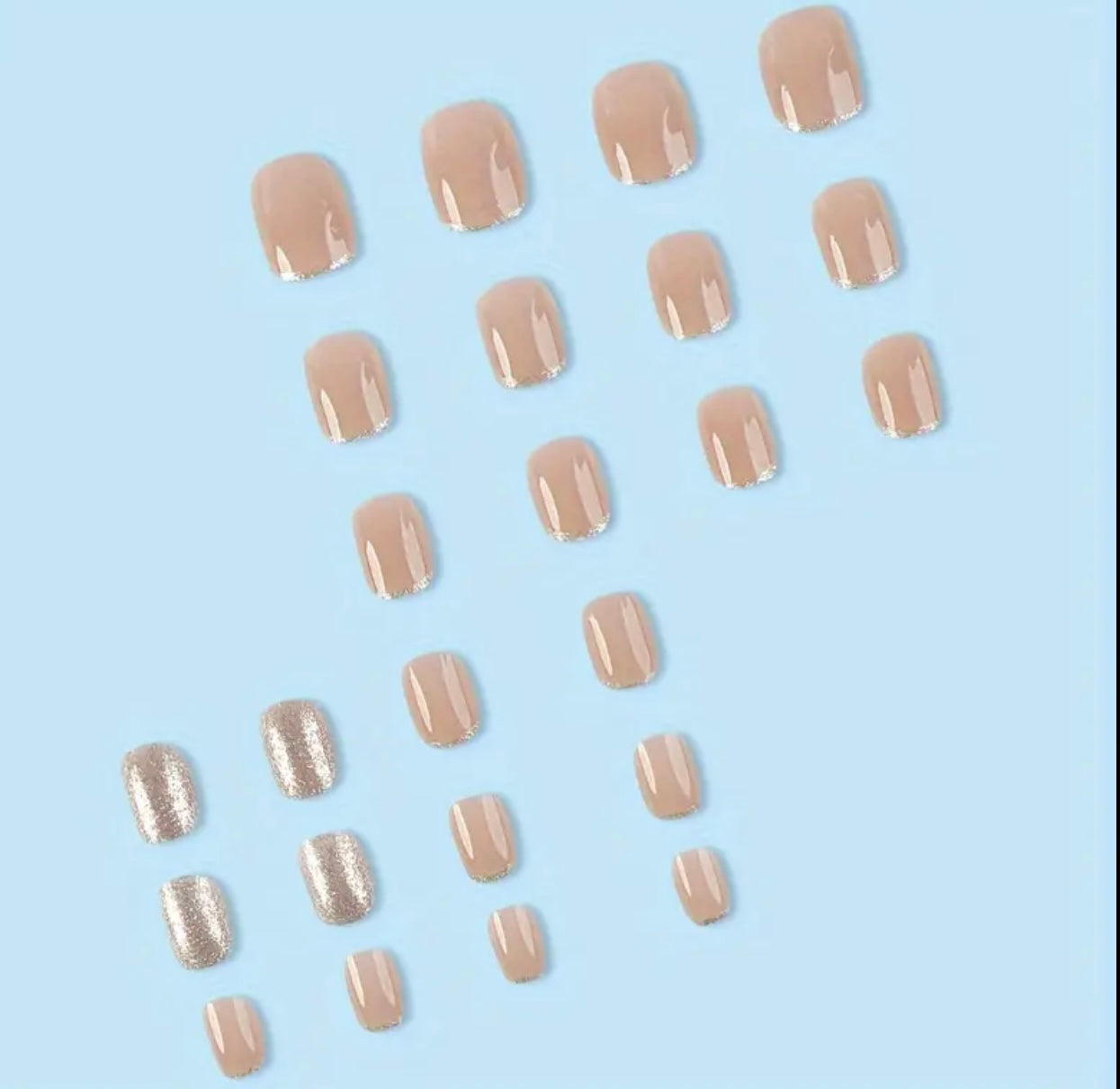 Short squoval gold glitter press on nails