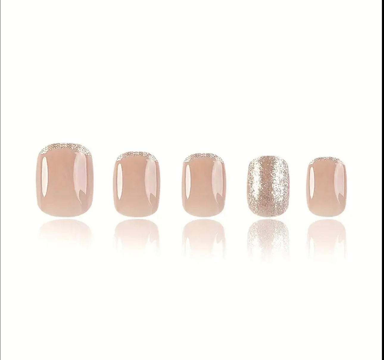 Short squoval gold glitter press on nails