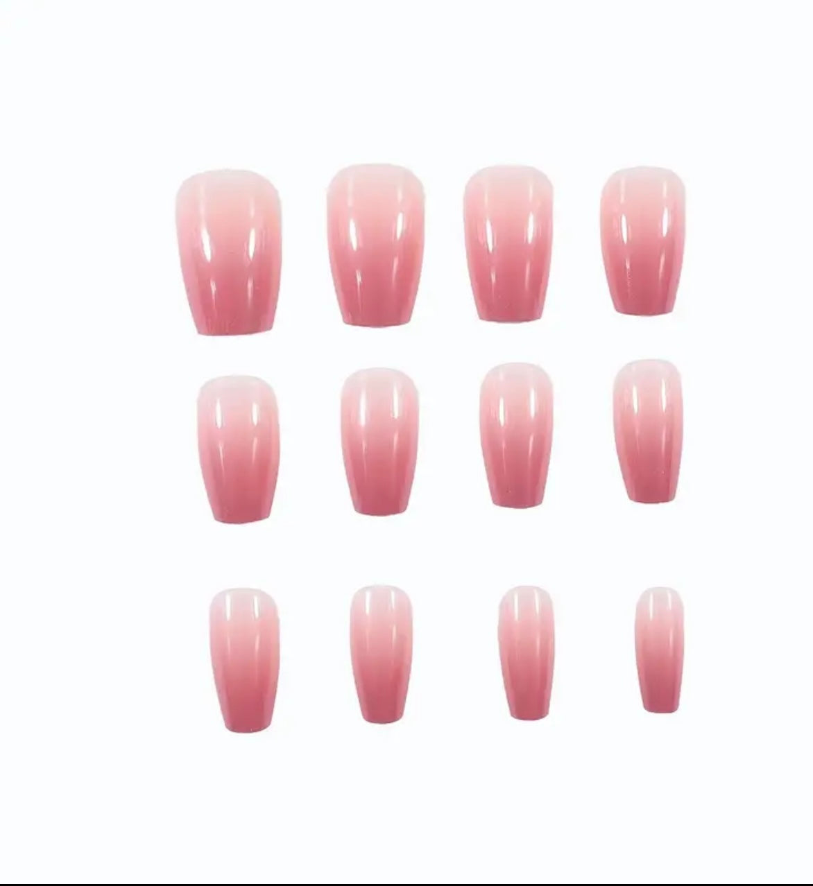 Coffin shape pink gradient style press on nails