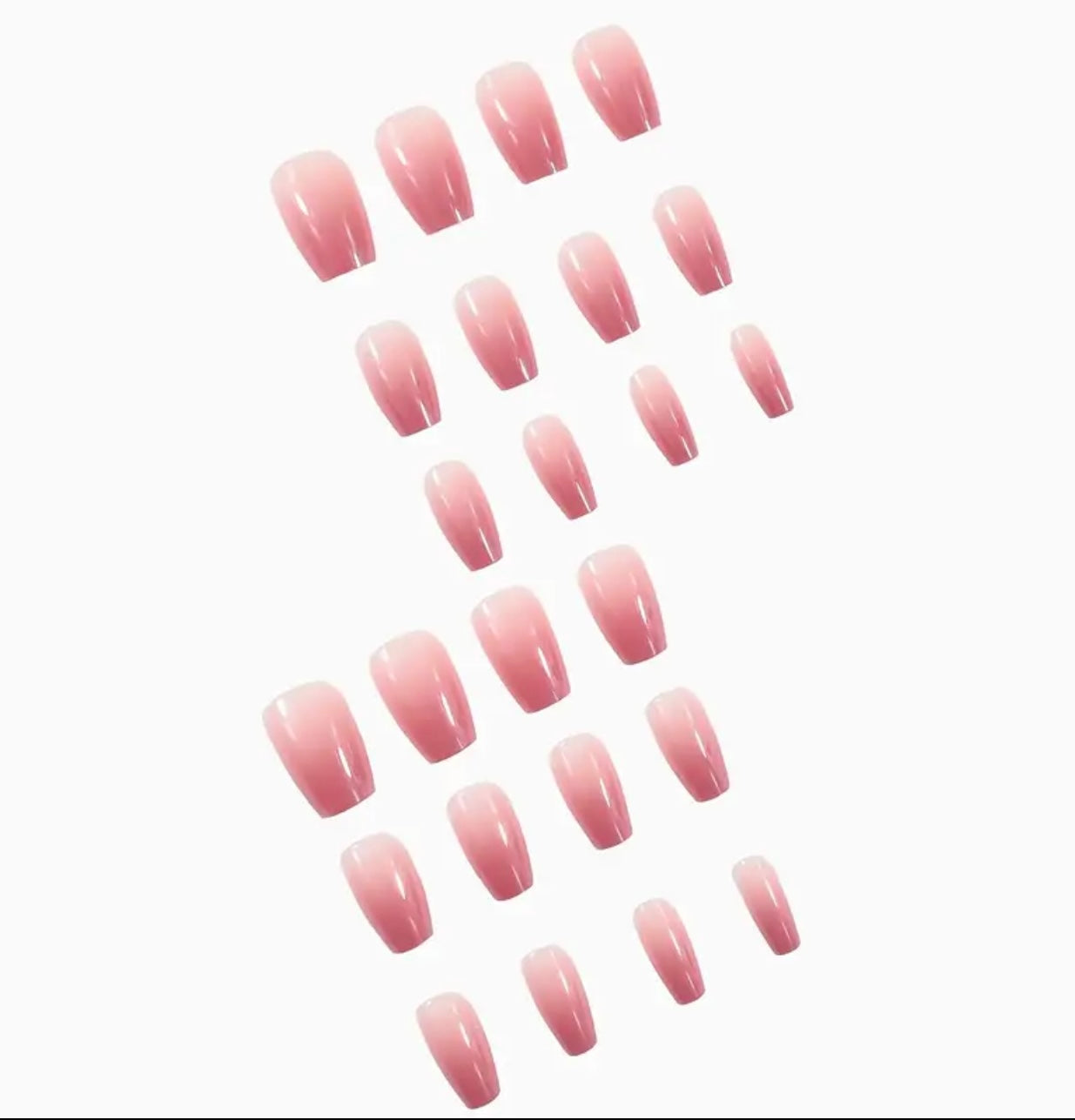 Coffin shape pink gradient style press on nails