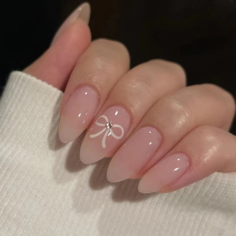 3D stone with bow press on nails