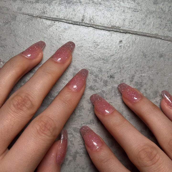 Short Coffin Pink Press-on Nails