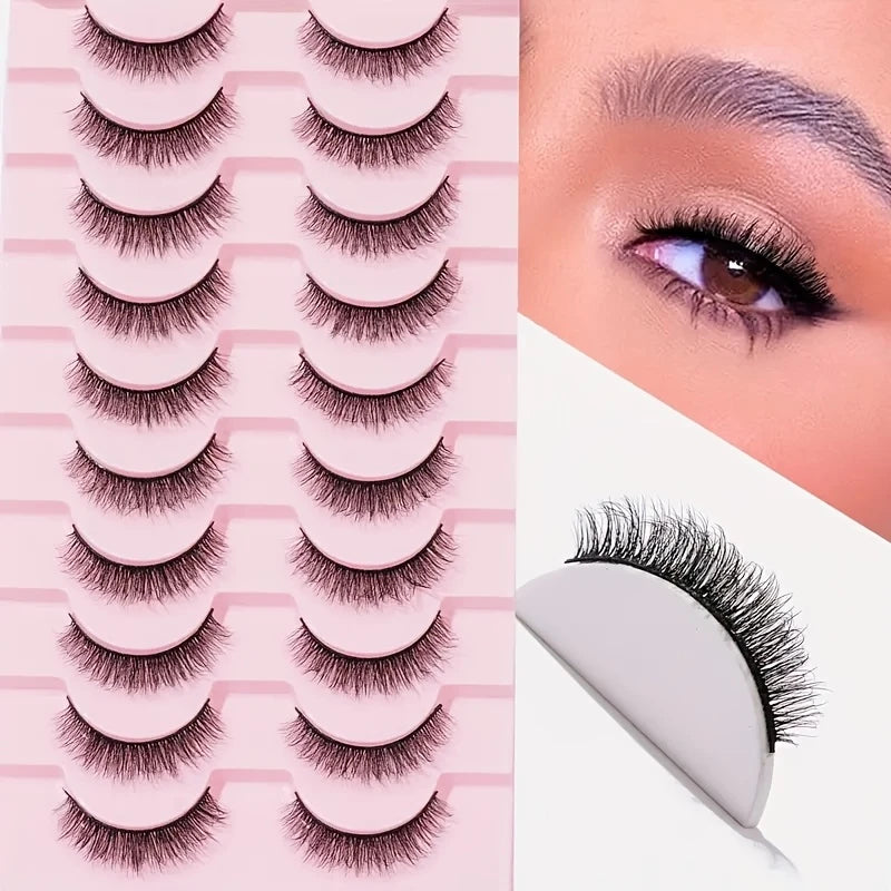 Glowie 10-Pair Natural Cross False Eyelashes