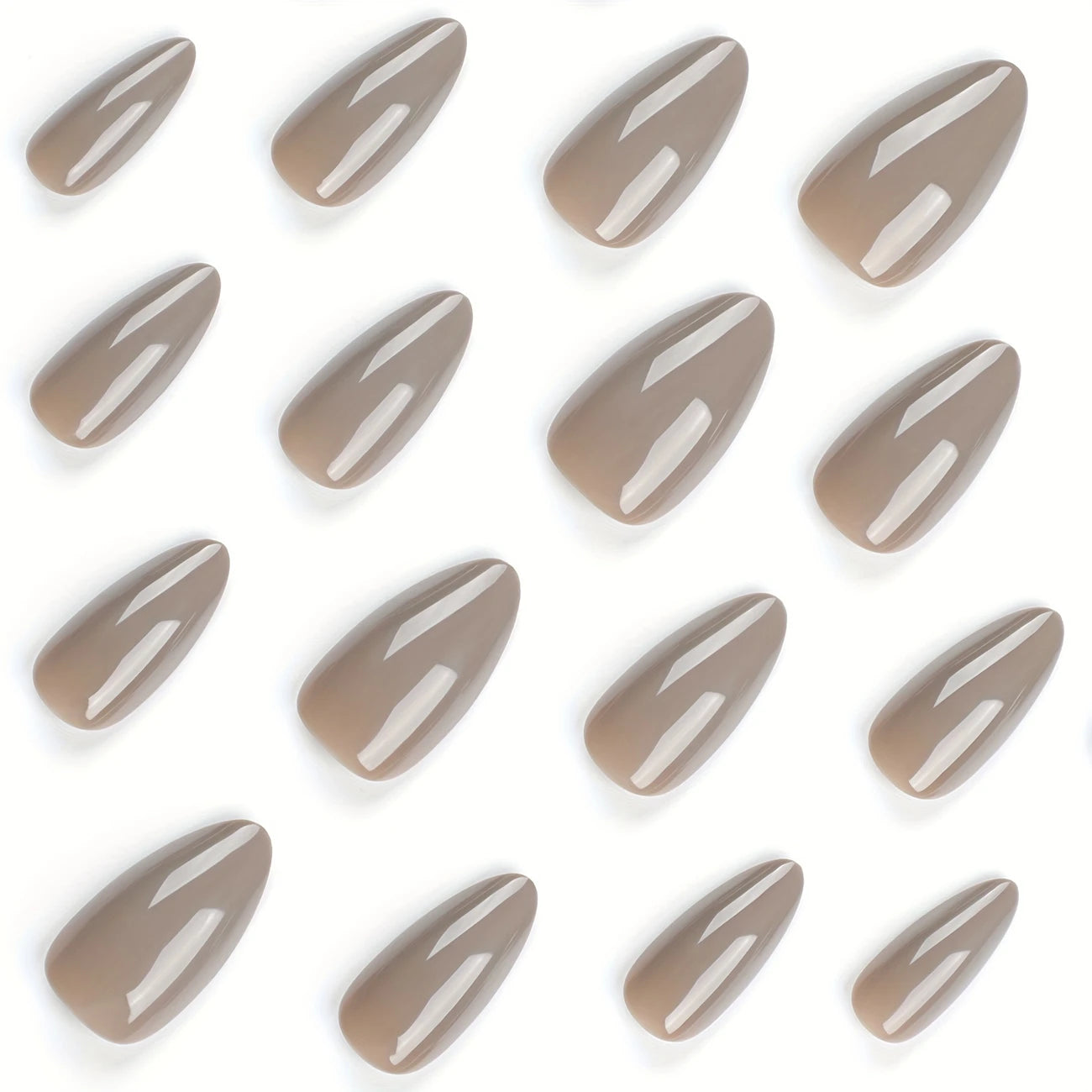 Coffee color almond shape shiny press-ons