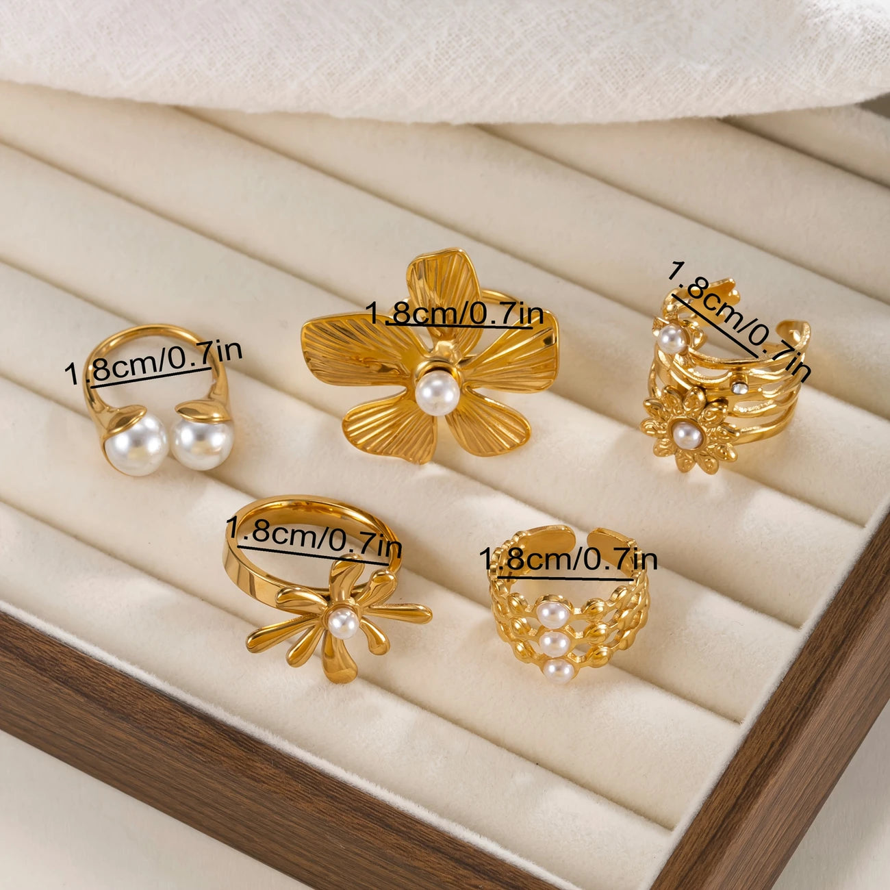 5pcs Elegant Stainless Steel Women Ring Set