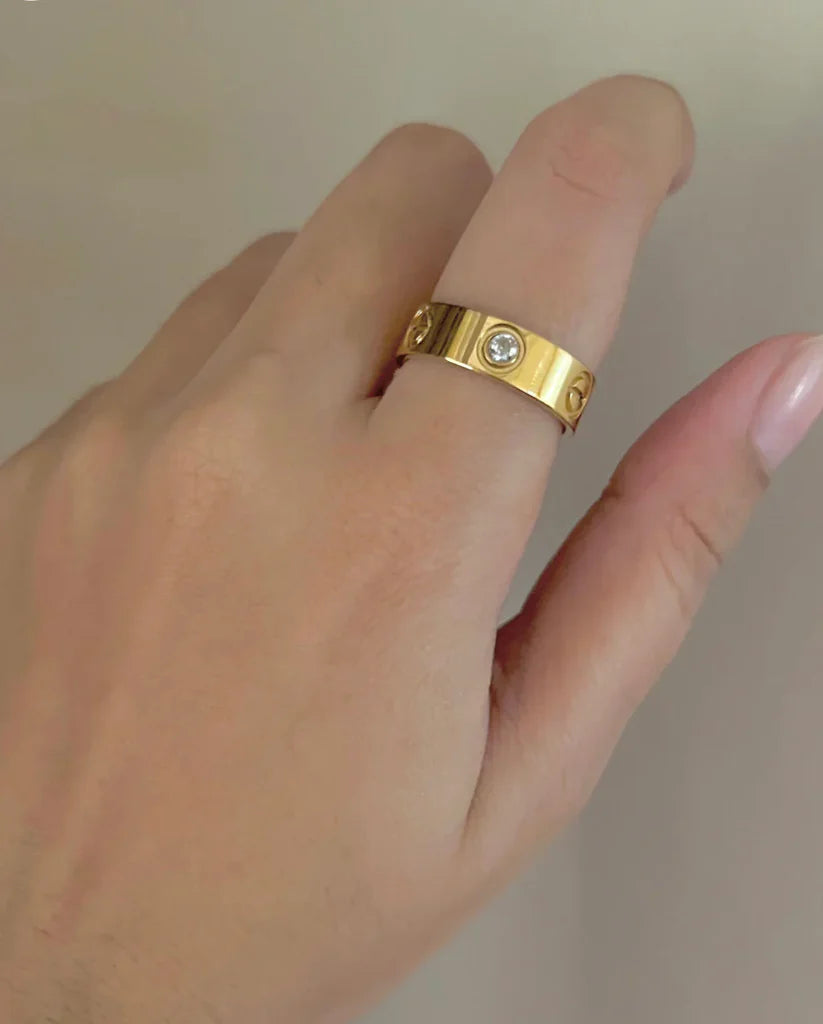 Signature Love Ring – Golden Stainless Steel (Cartier-Inspired)